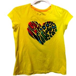 Girl’s Hanes Tee with Animal Print Heart Design